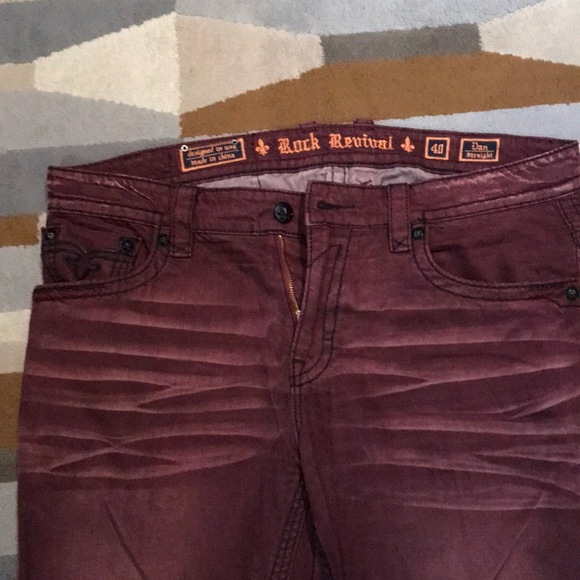 burgundy rock revival jeans
